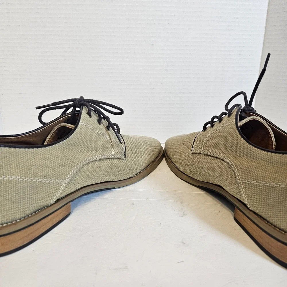 Giorgio Brutini Mens Oxford Shoes size 10 M Beige Canvas Lace Up‎ Plain Toe